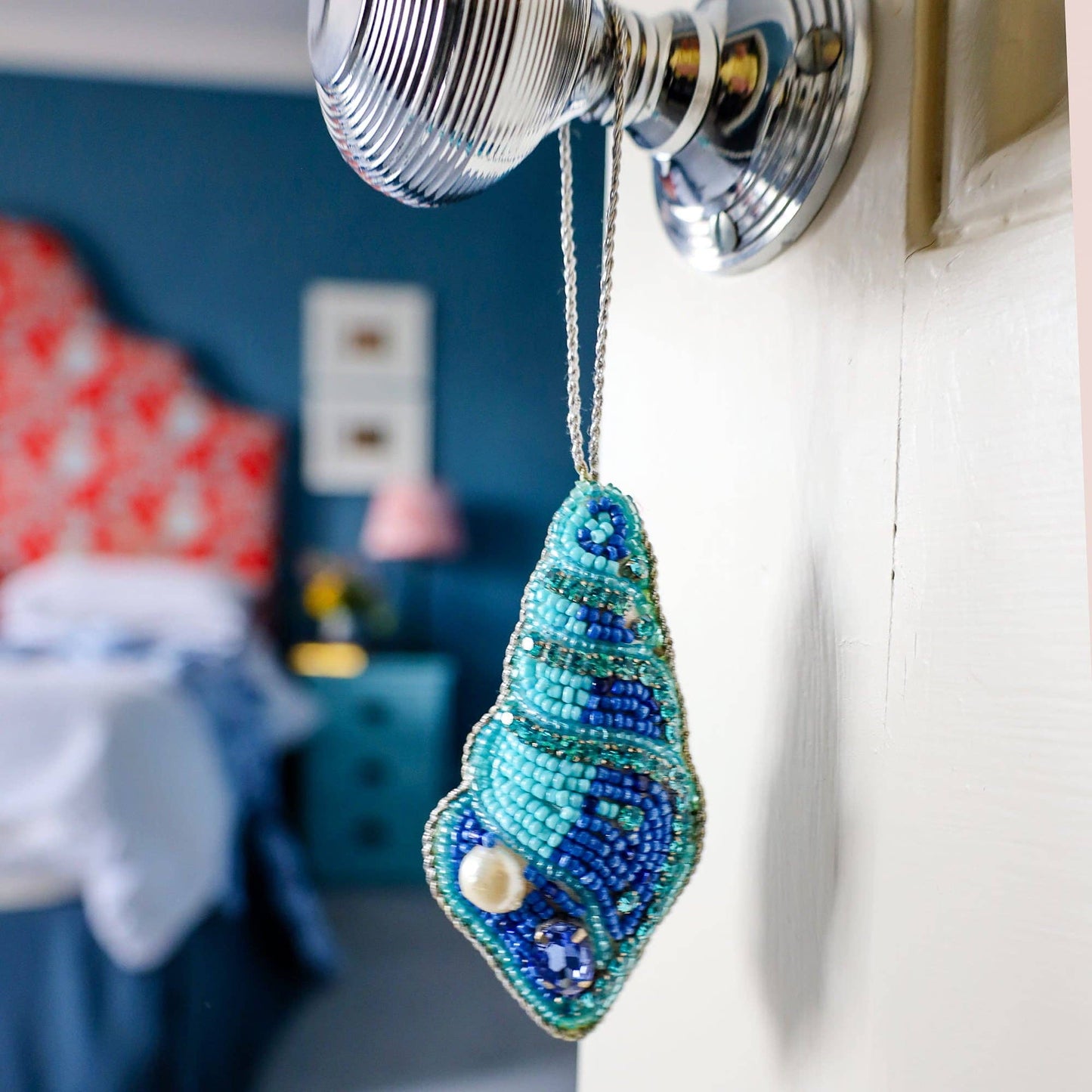 Beaded Blue Shell Hanging Decoration