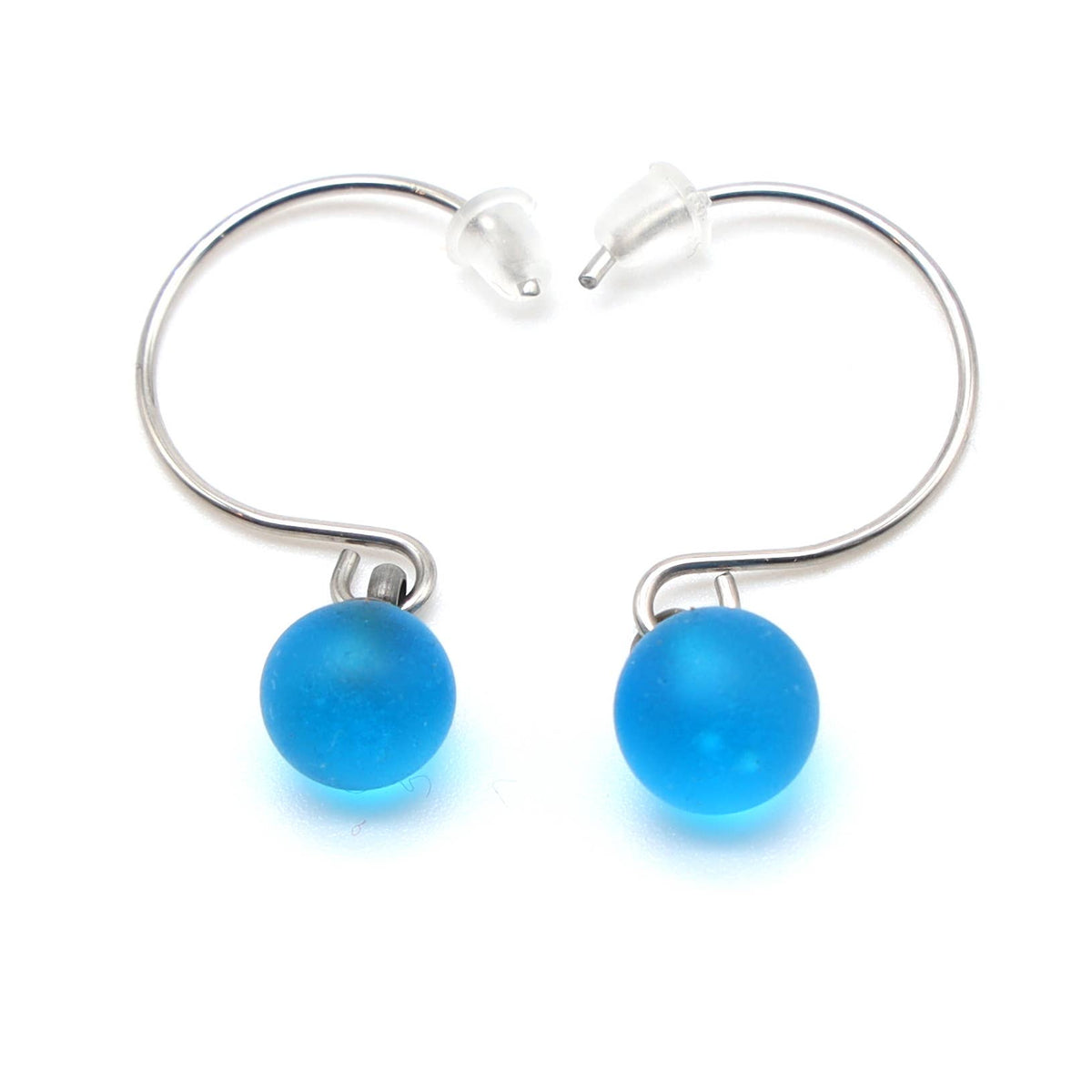 Frosted Glass Droplet Hook Earrings