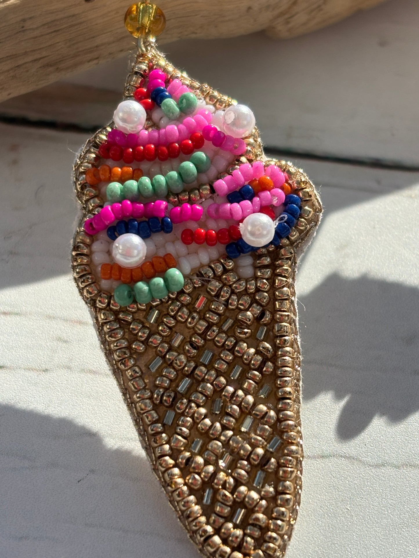 Colourful Ice Cream Cone Beaded Earrings