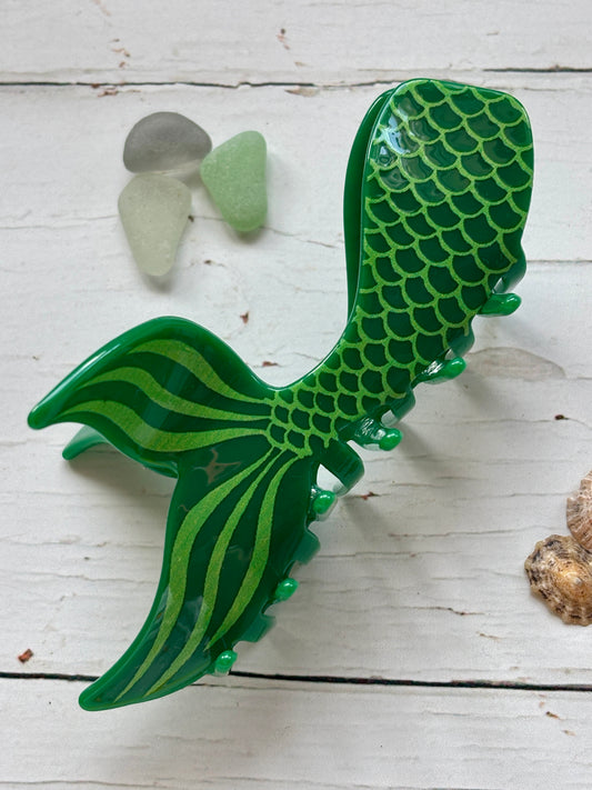 Green Mermaid Tail Hair Claw