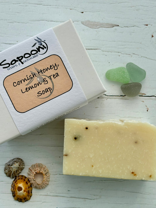 Locally Handmade Cornish Soap: Honey, Lemon & Tea 90g bar