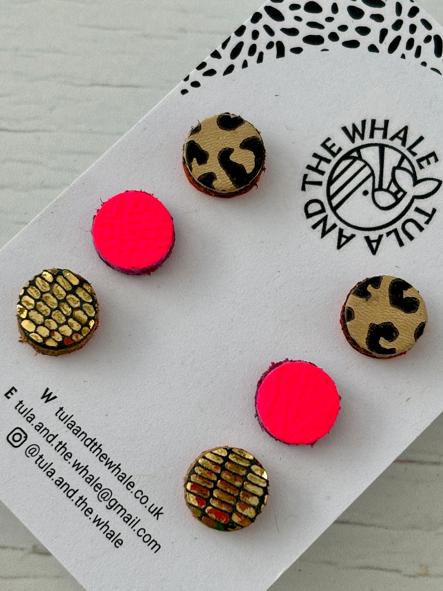 Mini Set of 3 Leather Stud Earrings