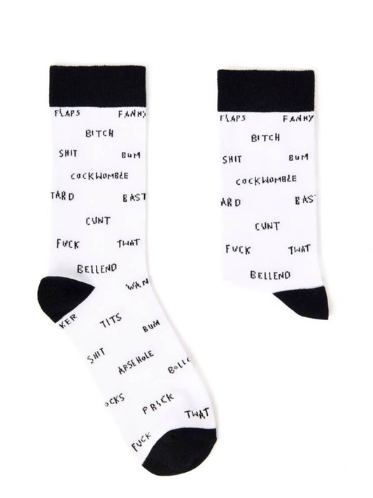 Unisex Black & White Sweary Socks