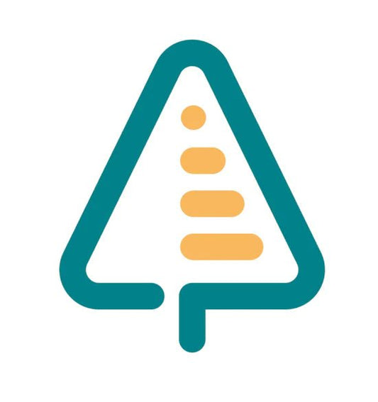 minimalist green tree icon with yellow growth rings, symbolizing eco-friendly design, sustainability, and nature-inspired branding