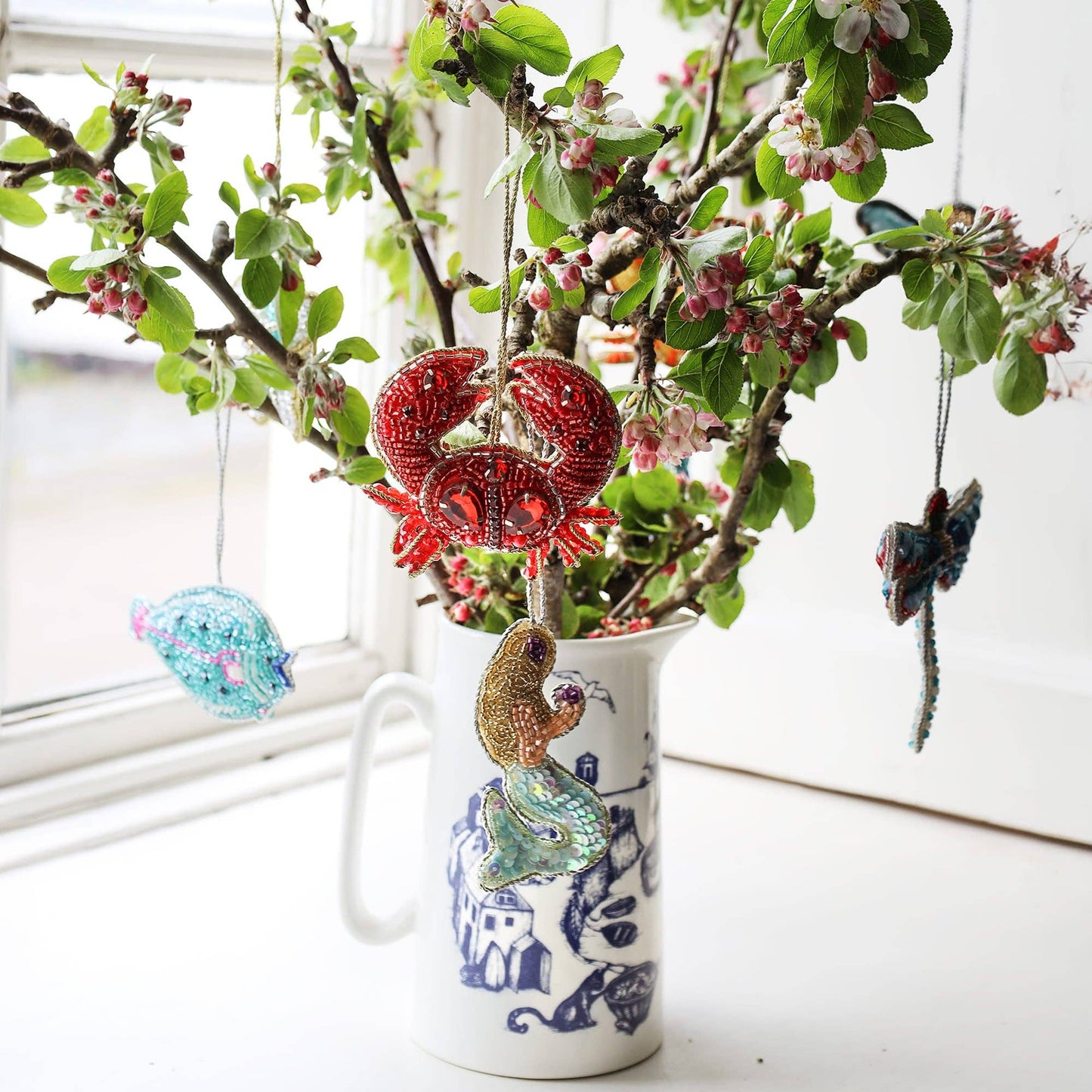 Beaded Jewelled Crab Hanging Decoration