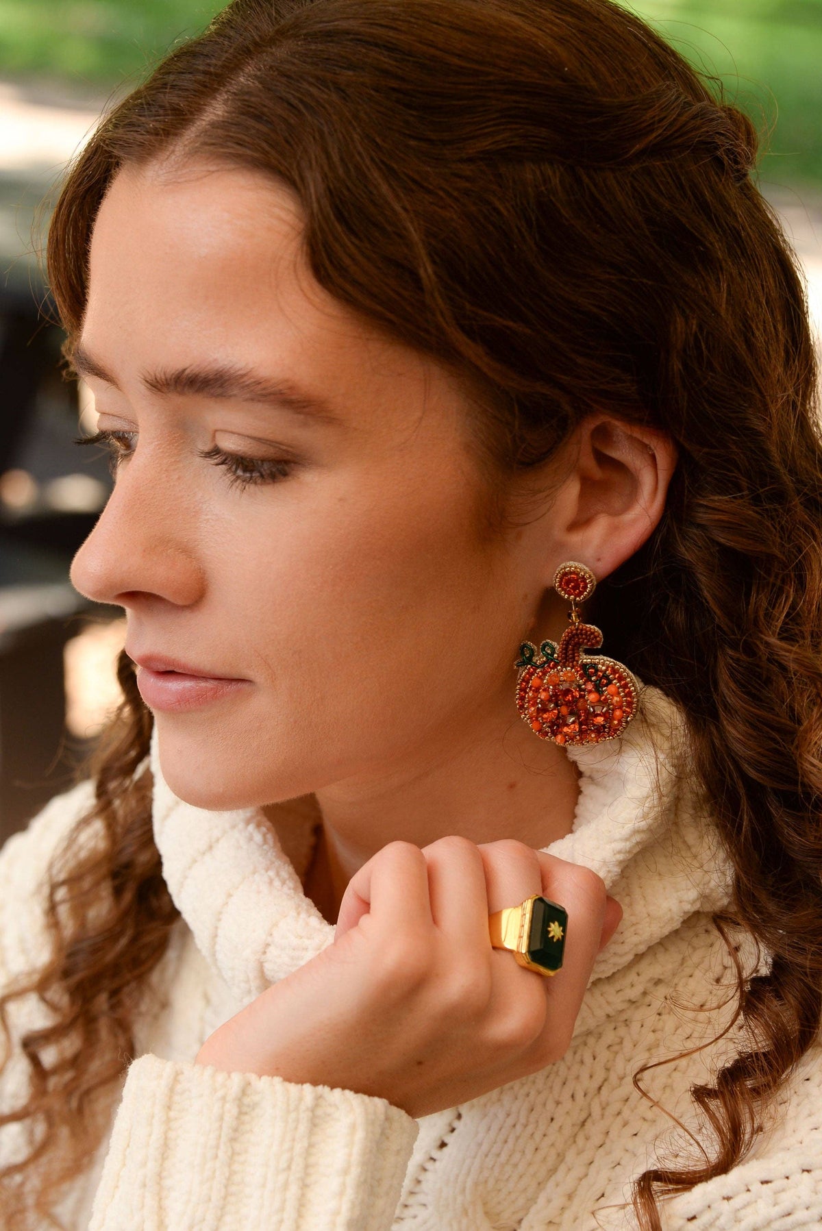 Halloween Autumn Sparkly Pumpkin Earrings
