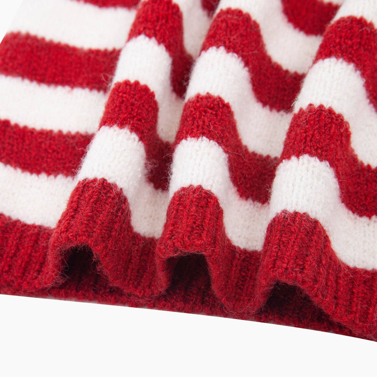 Striped Triangle Scarf in Red/Cream