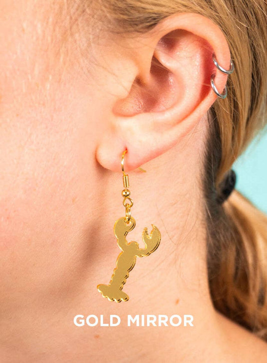 Gold Mirror Lobster Hook Earrings