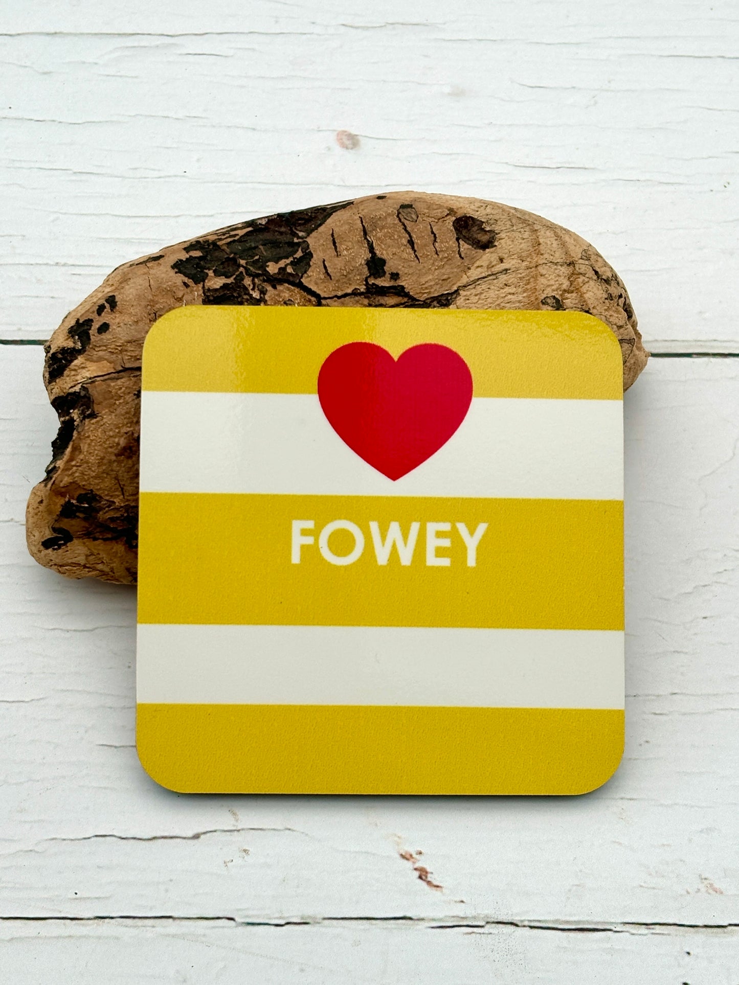 Striped Fowey Heart Coaster