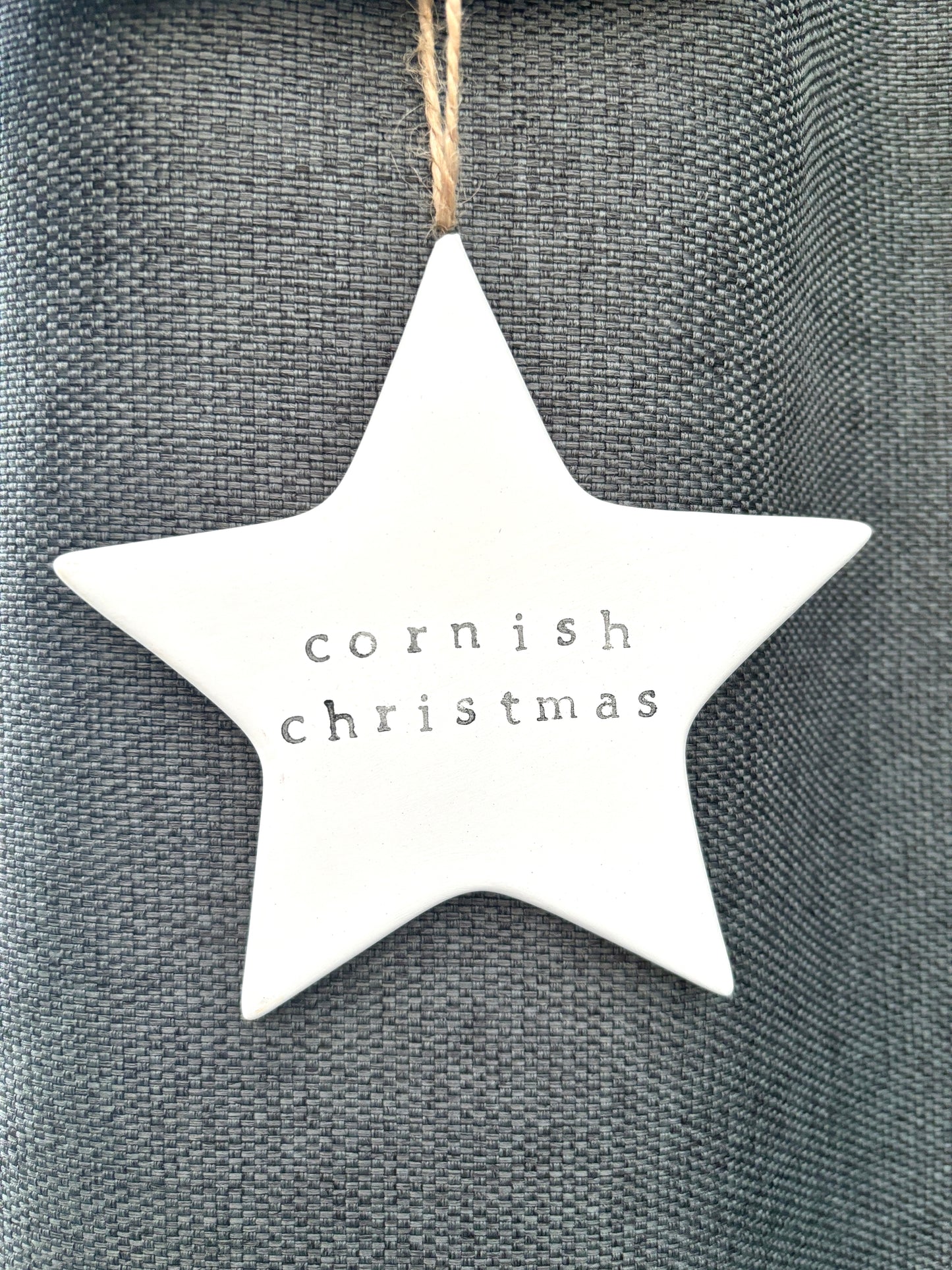 Cornish Christmas Ceramic Star Hand Printed Christmas Decoration