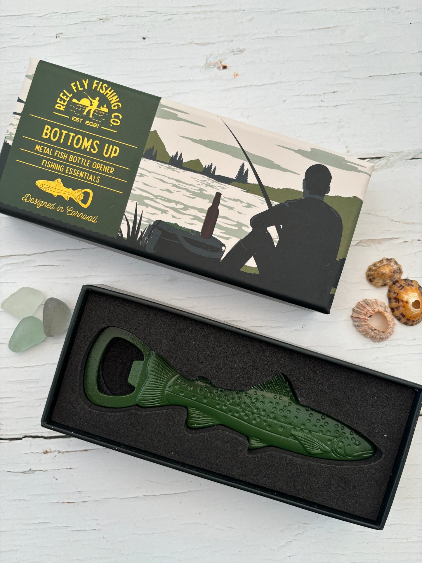 Green Metal Fish Bottle Opener