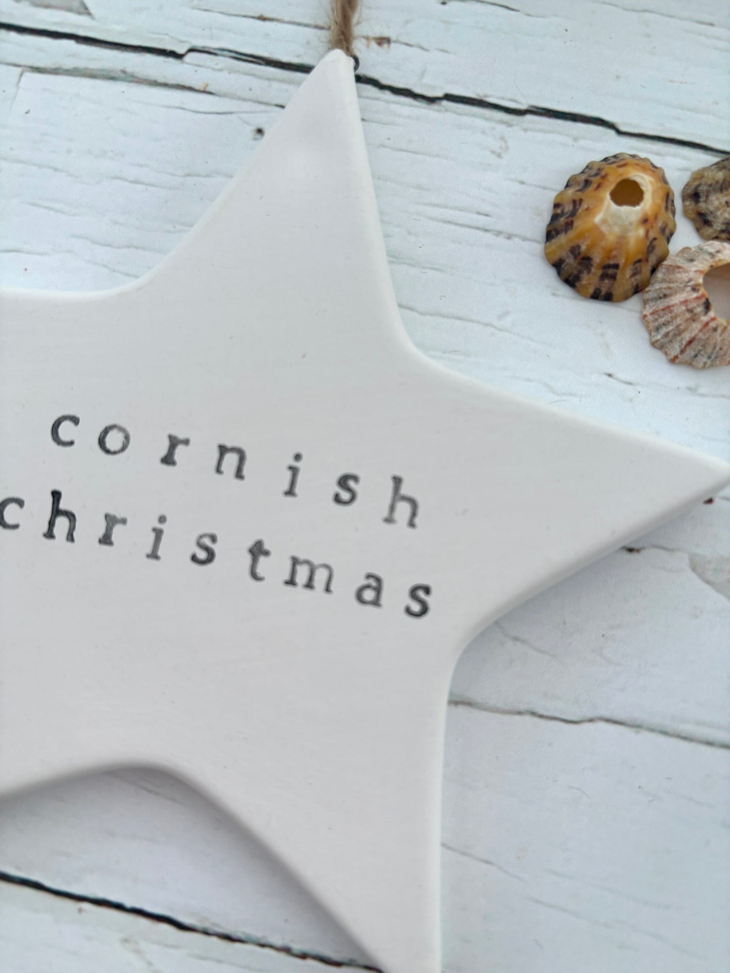 Cornish Christmas Ceramic Star Hand Printed Christmas Decoration