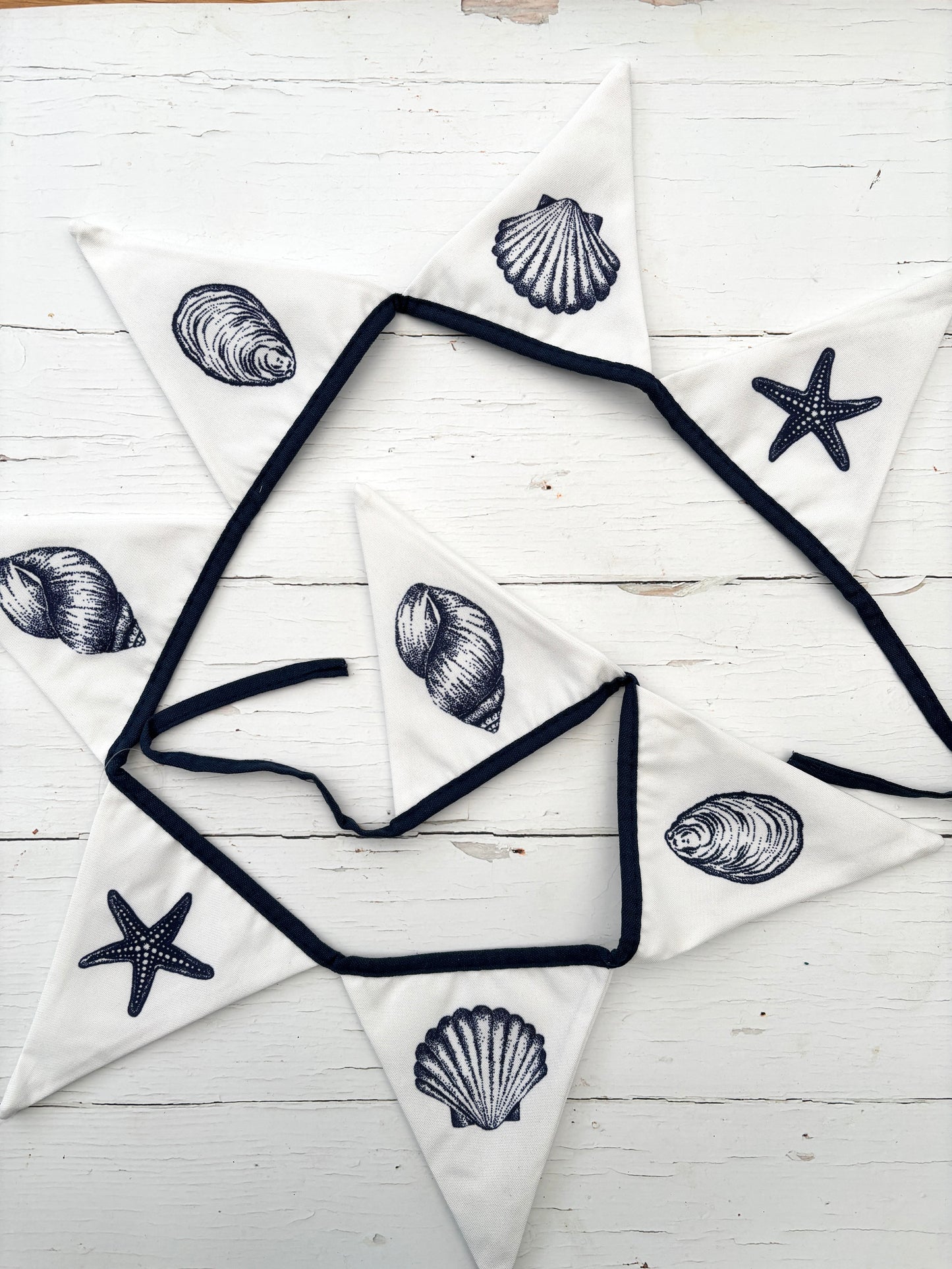 Seashell Blue & White Cotton Bunting