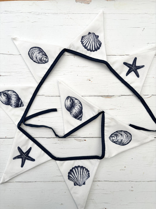 Seashell Blue & White Cotton Bunting