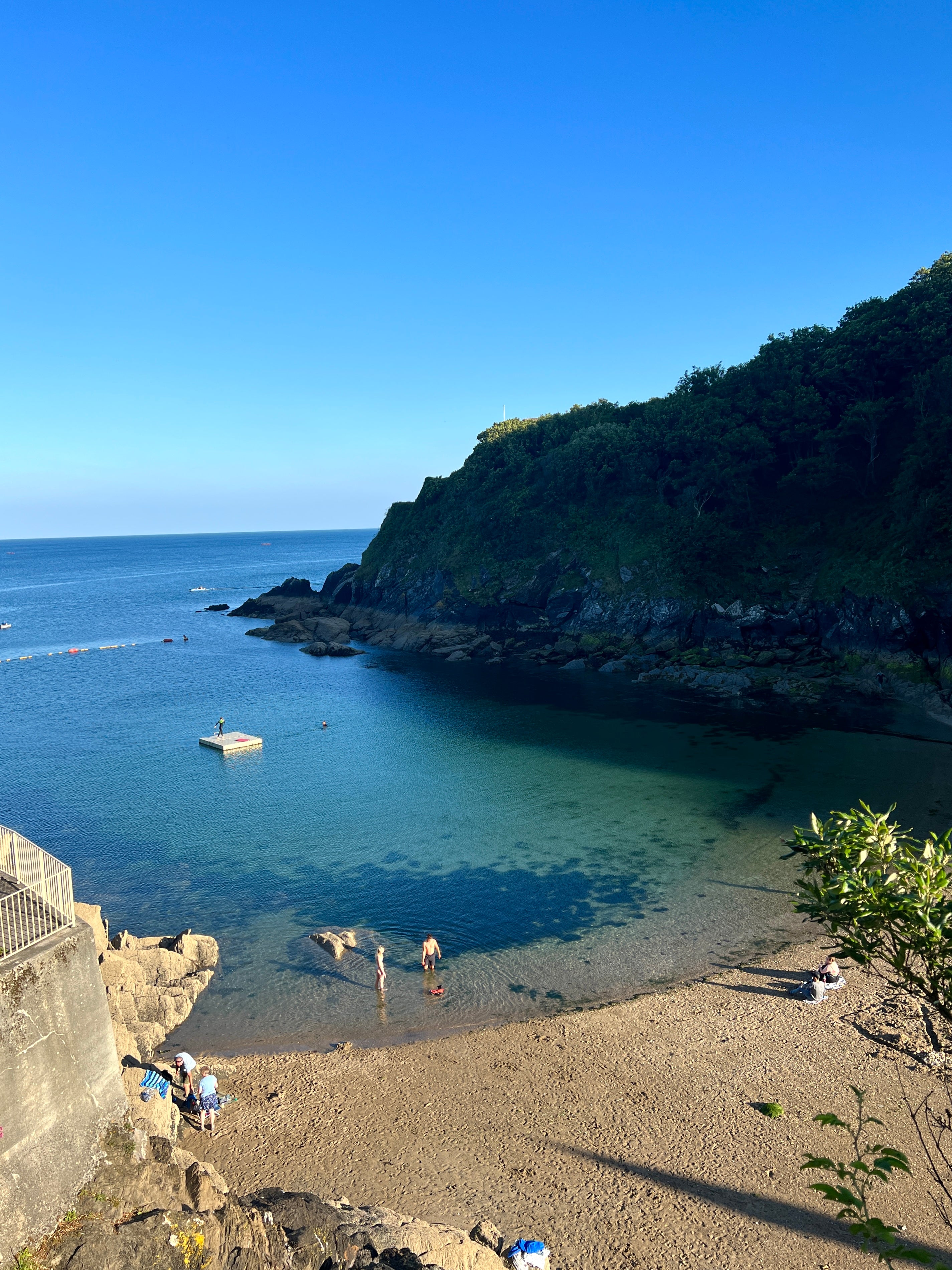 The swimming pontoon at Readymoney Cove Fowey Cornwall