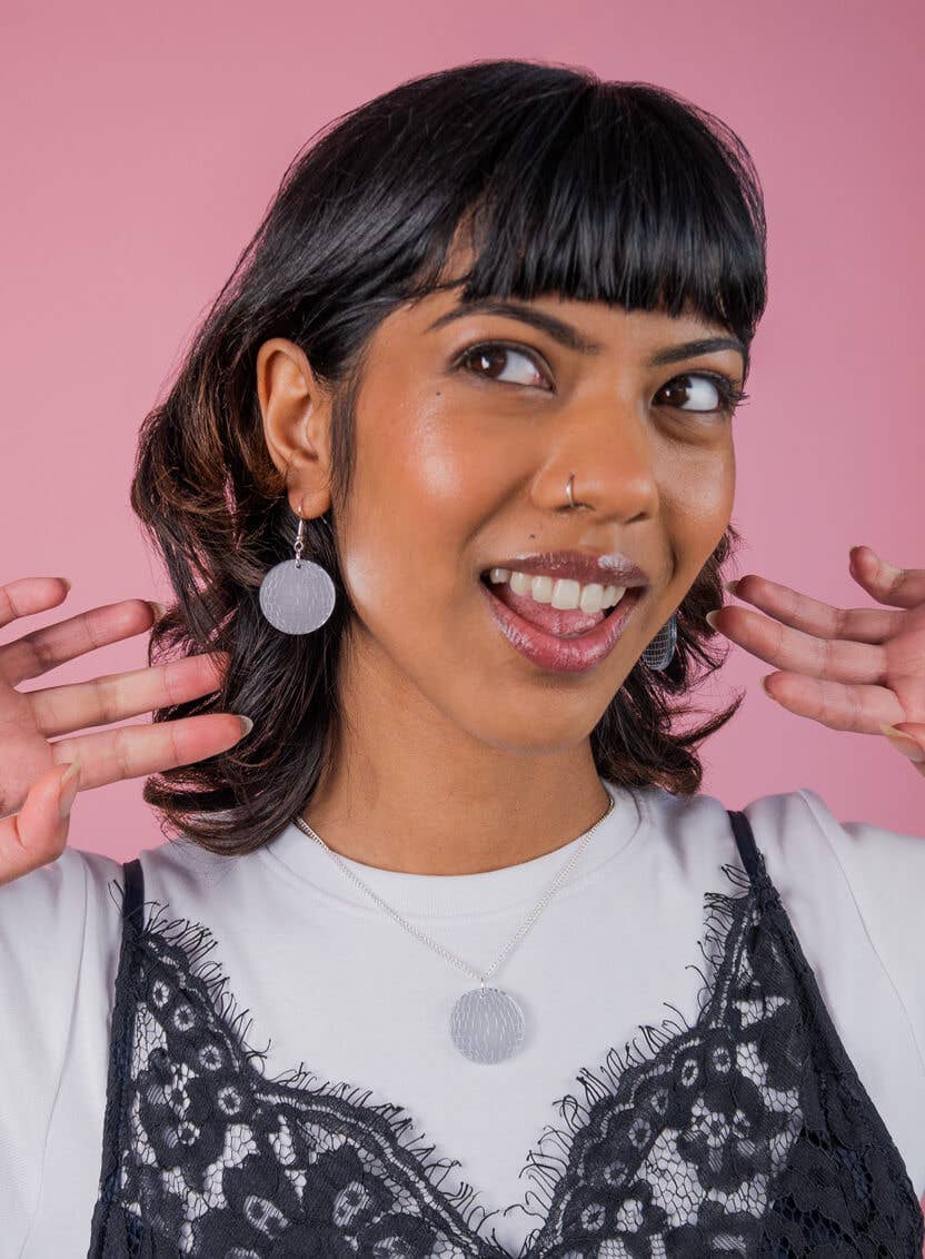Silver Mirror Disco Ball Earrings
