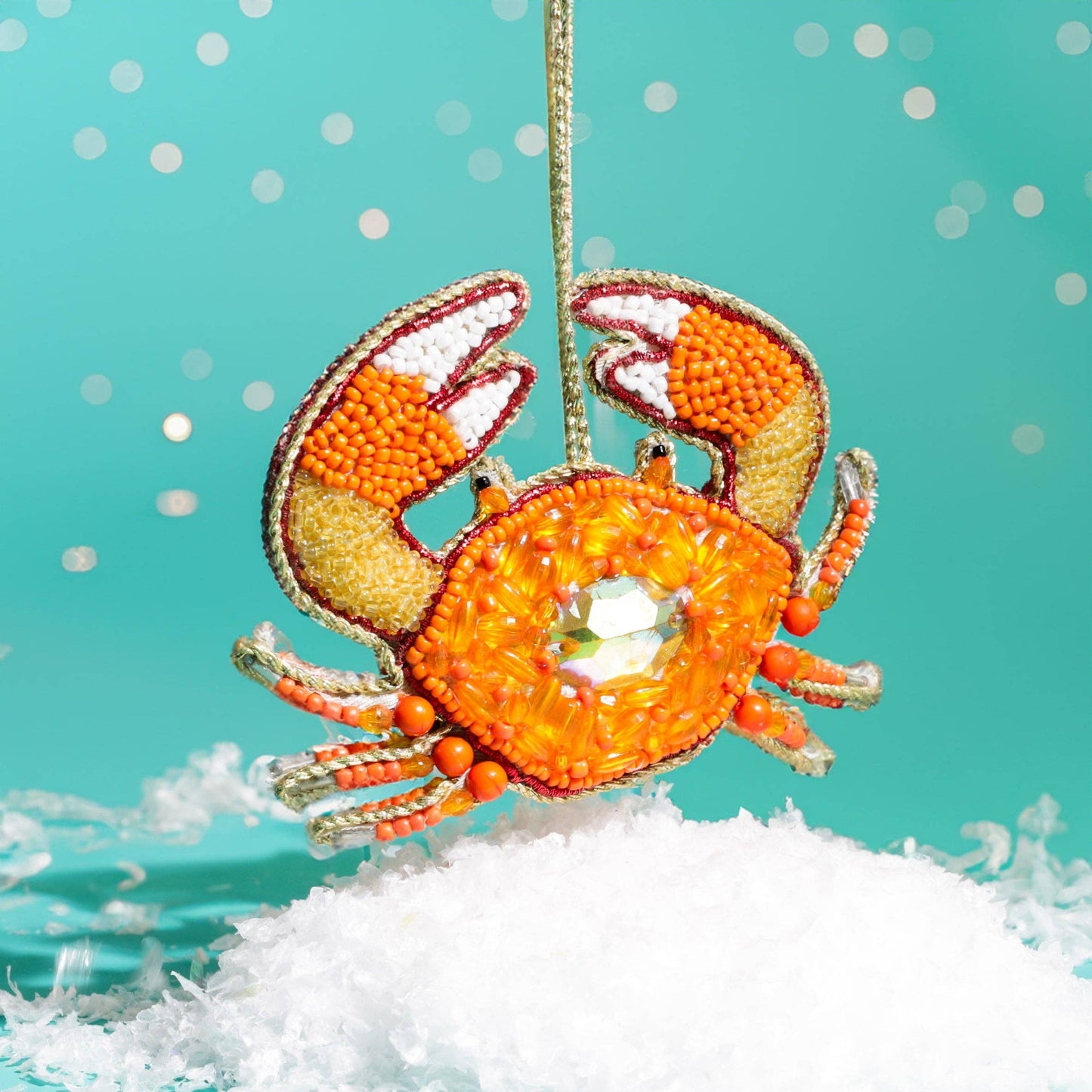 Beaded Jewelled Orange Crab Hanging Decoration
