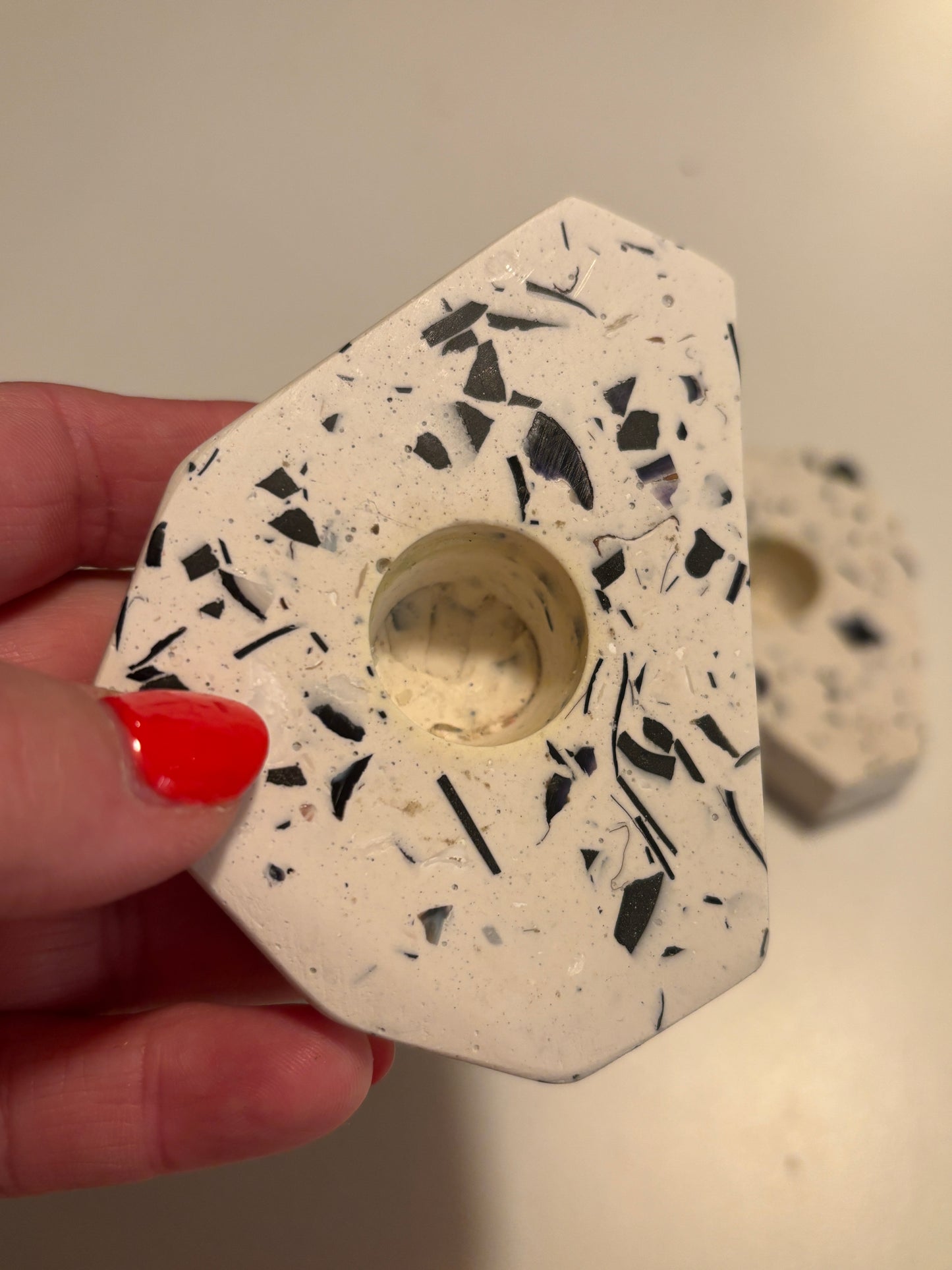 Terrazzo Recycled Shell Angular Candle Holder