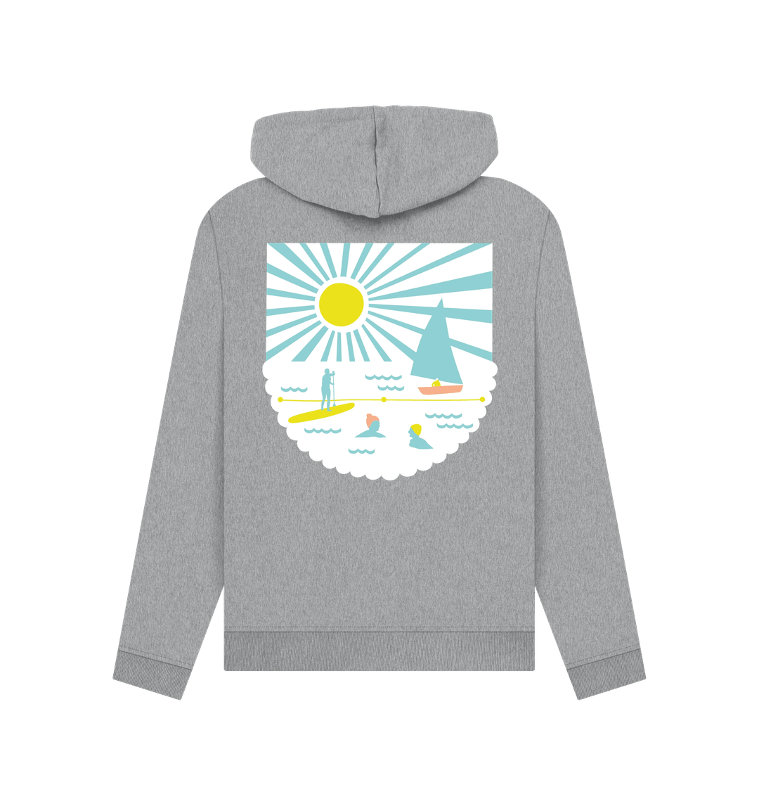 Womens Grey Pullover Hoodie with Readymoney Graphic Print Organic Cotton