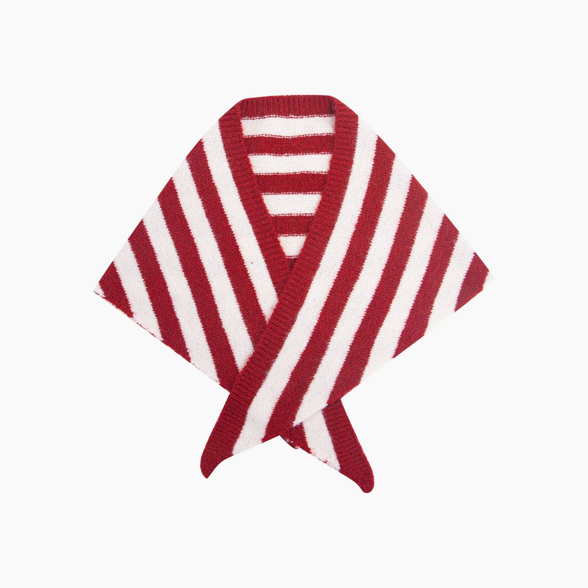 Striped Triangle Scarf in Red/Cream