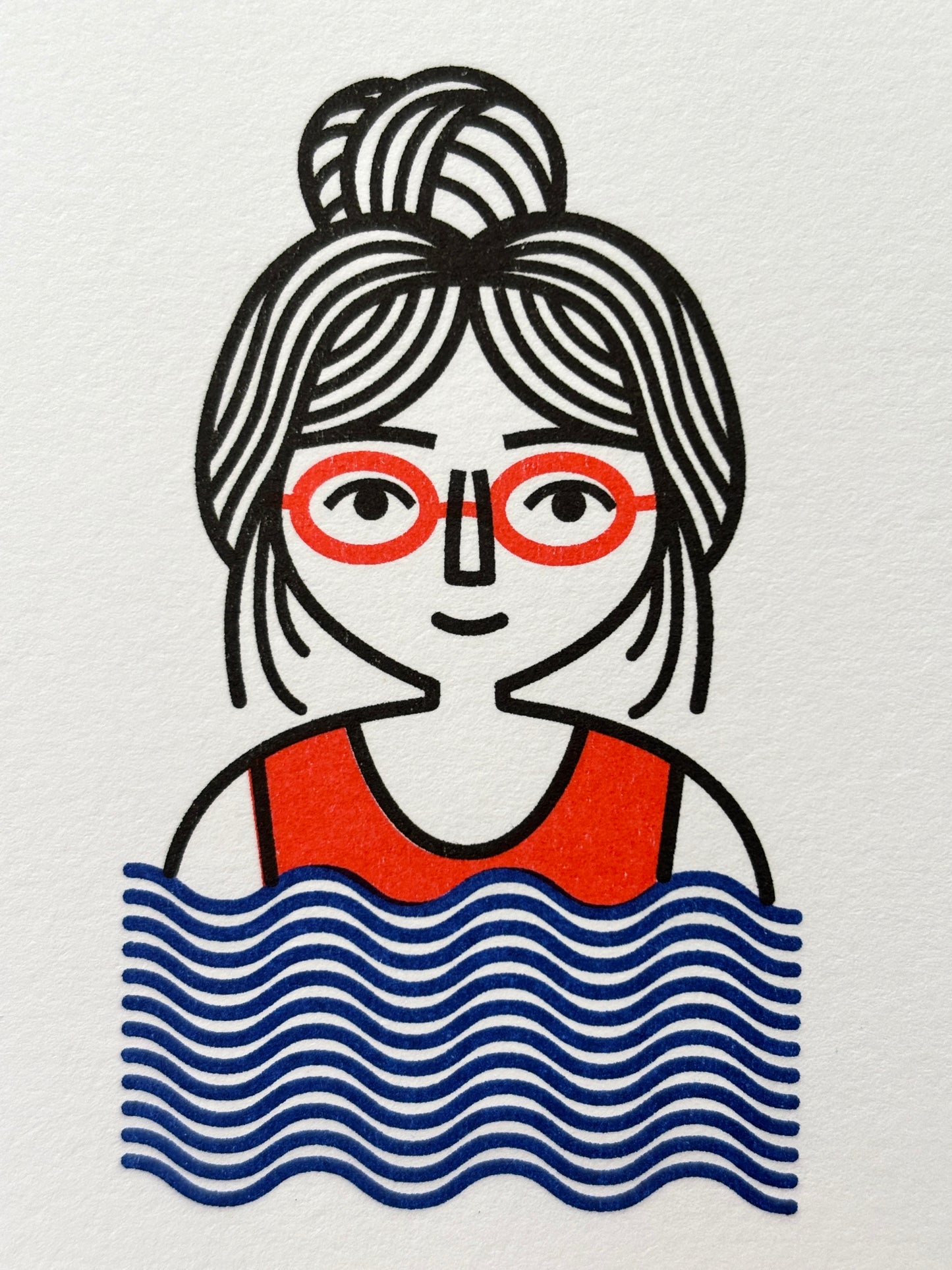 Fancy a Dip Lady Swimmer Mini Greetings Card