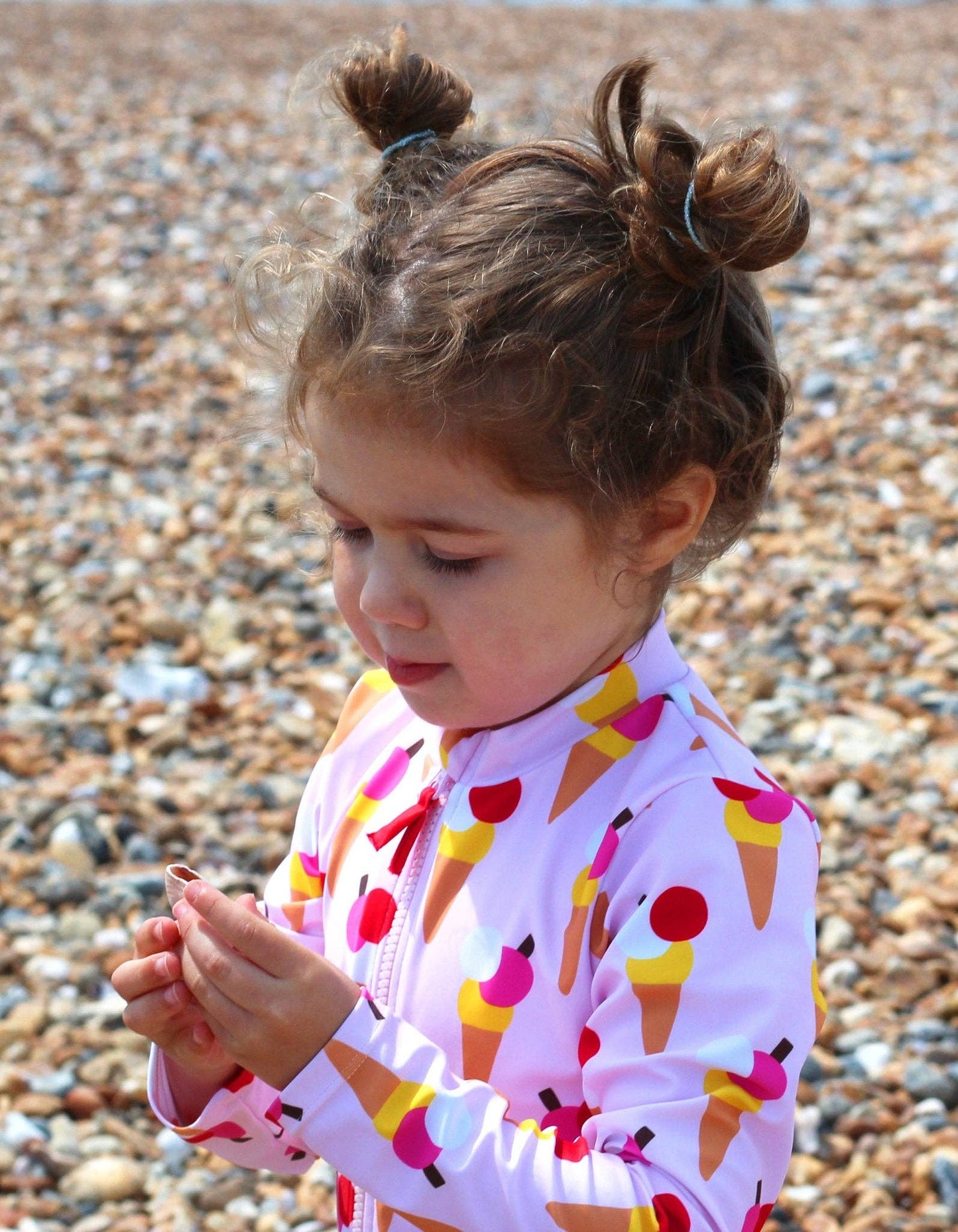 Ice Cream Cones Print Long-Sleeved Swimsuit