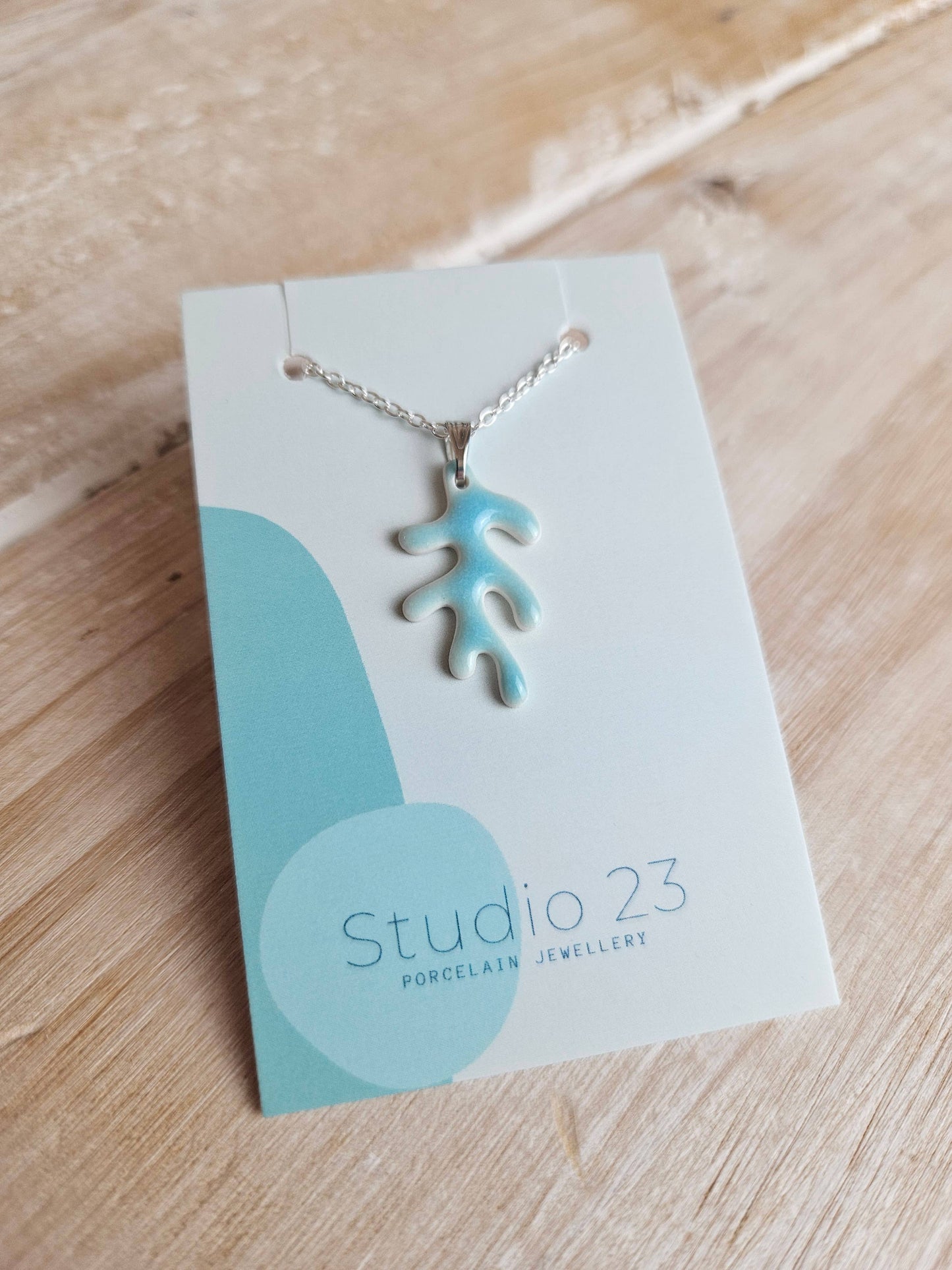 Porcelain Glazed Coral Shaped Pendant Necklace
