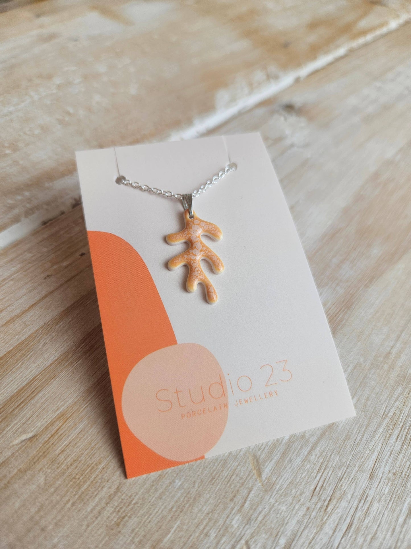 Porcelain Glazed Coral Shaped Pendant Necklace