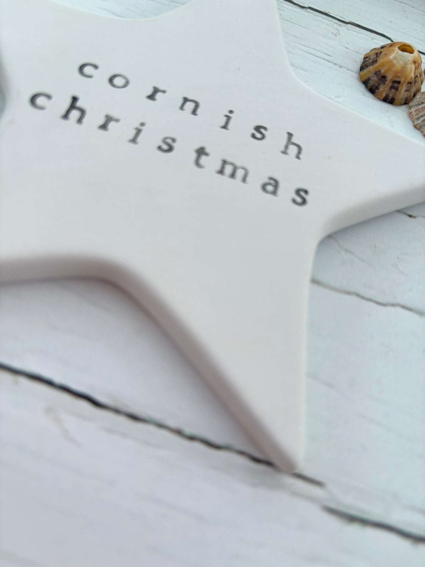 Cornish Christmas Ceramic Star Hand Printed Christmas Decoration