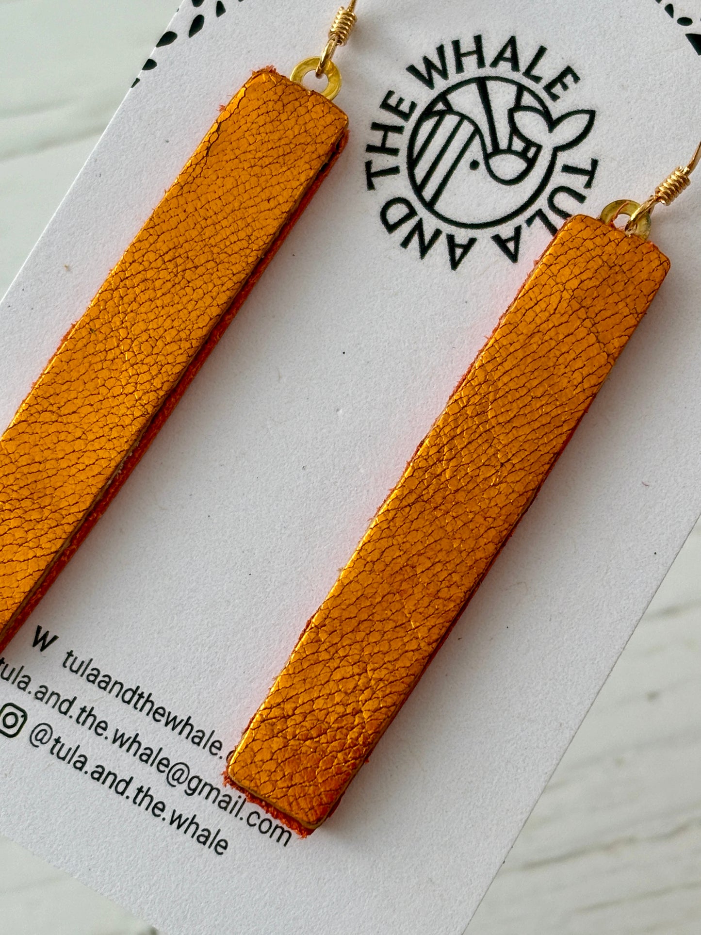 Matchsticks Leather Dangly Earrings