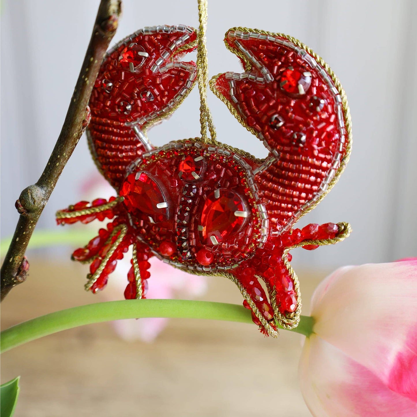 Beaded Jewelled Crab Hanging Decoration