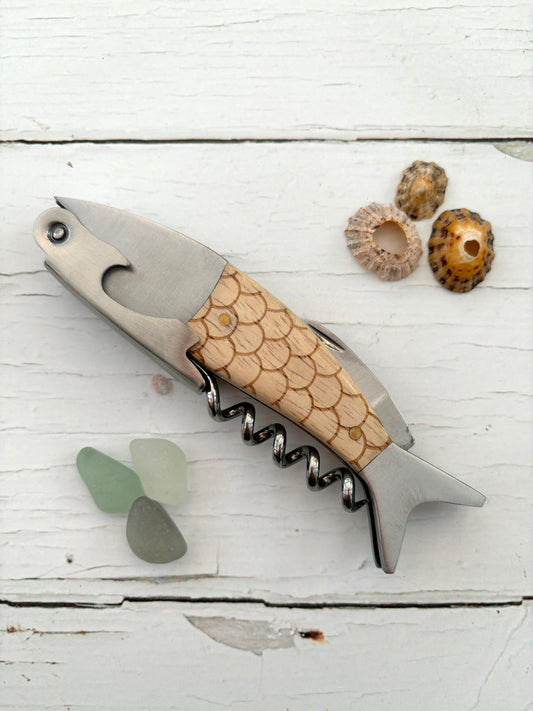 Wooden Fish Bottle Opener & Corkscrew