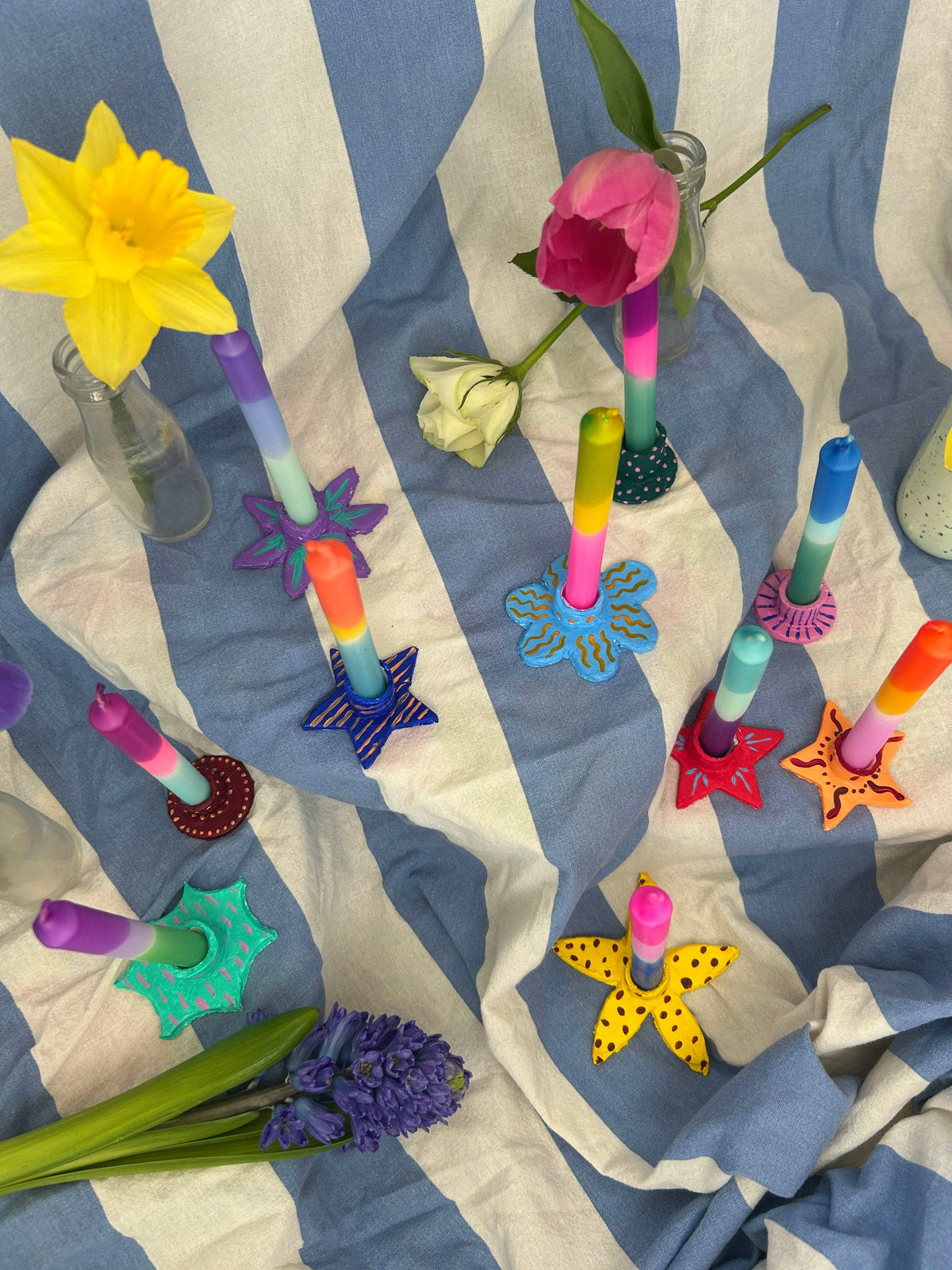 Set of 10 Mini Colourful Candles
