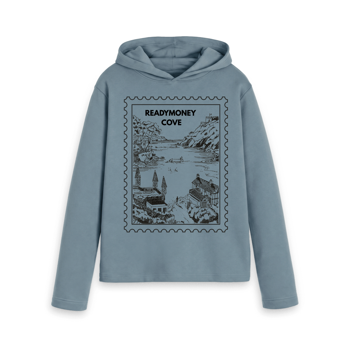 Stone Blue Printed Hoody Front