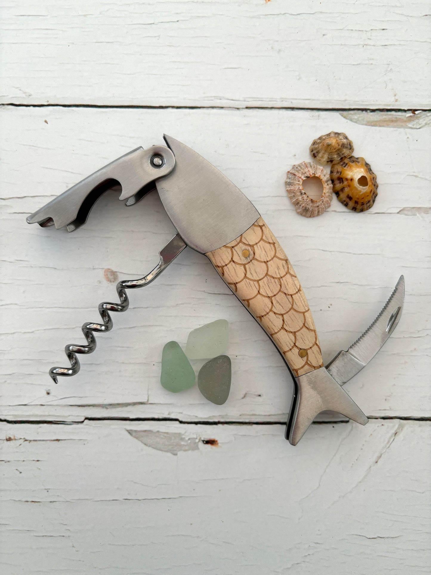 Wooden Fish Bottle Opener & Corkscrew