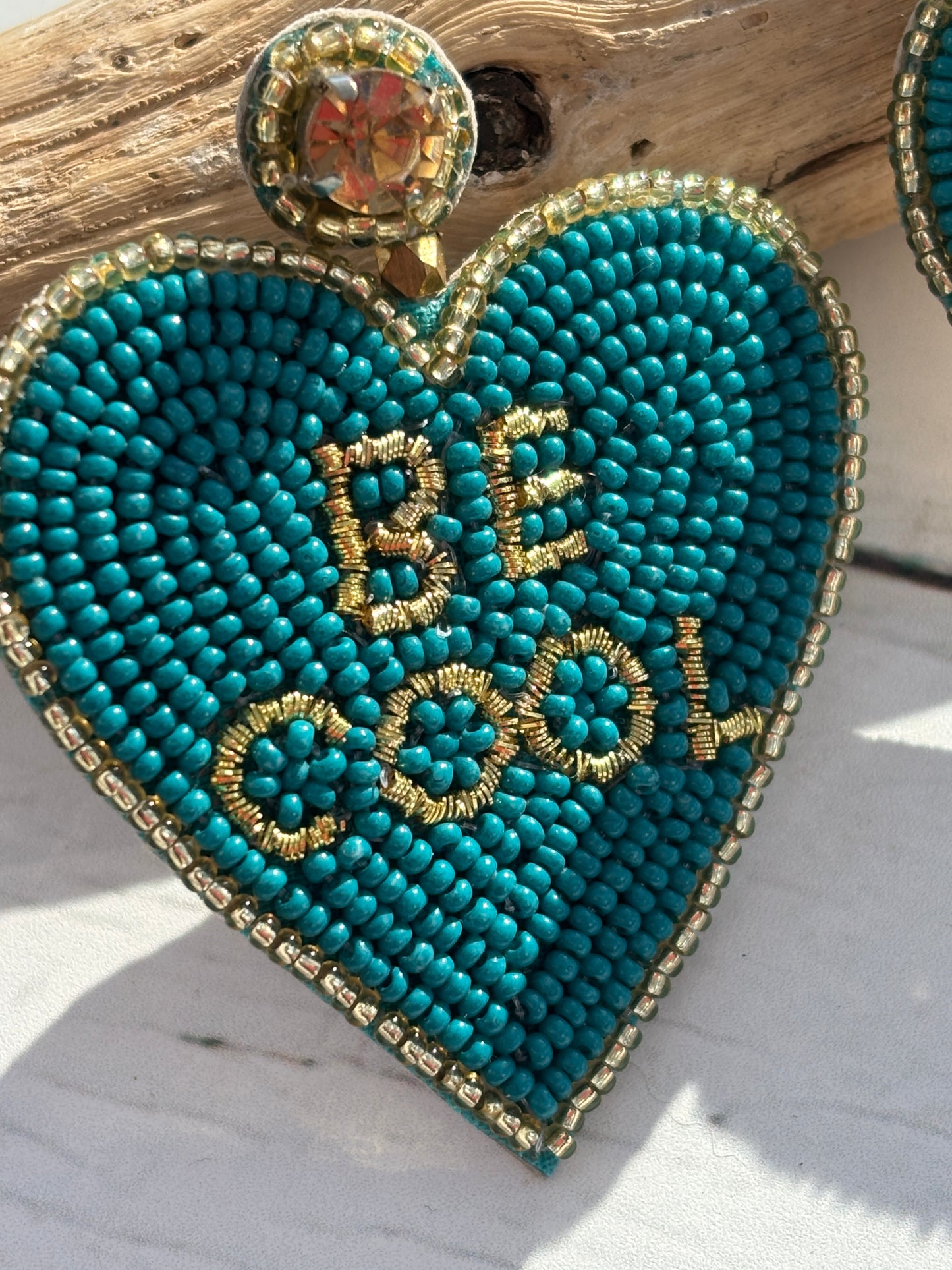 Be Cool Turquoise Heart Beaded Earrings