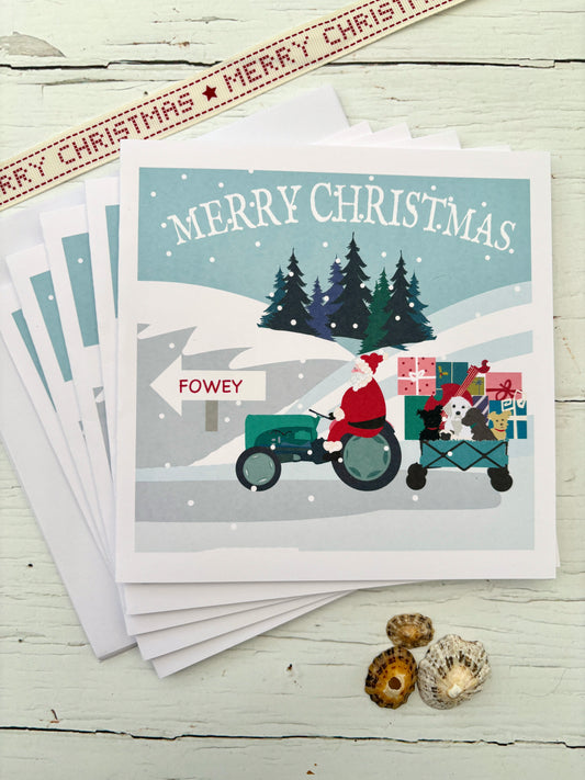 A Christmas Journey to Fowey by tractor pack of 5 cards