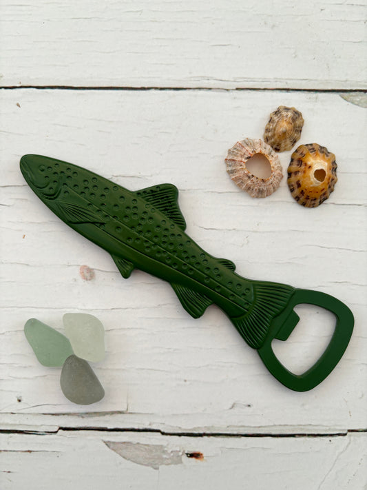 Green Metal Fish Bottle Opener