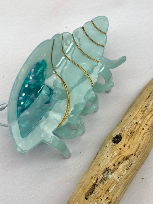 Blue Shimmer Shell Hair Claw