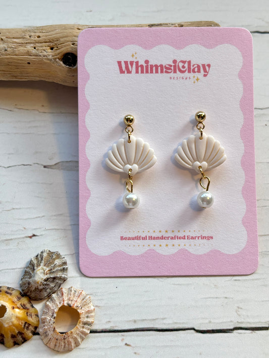 Sea Shell & Pearl Drop Earrings