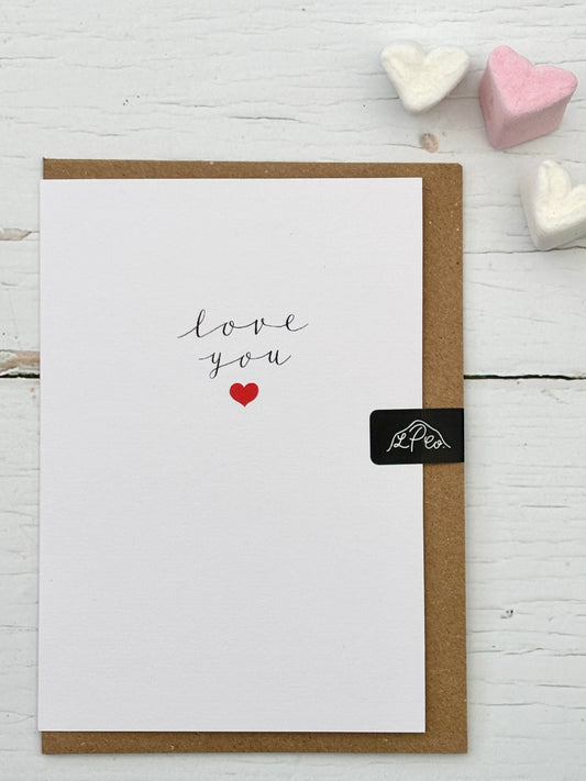 Love You Script with Heart Valentine's Day Card