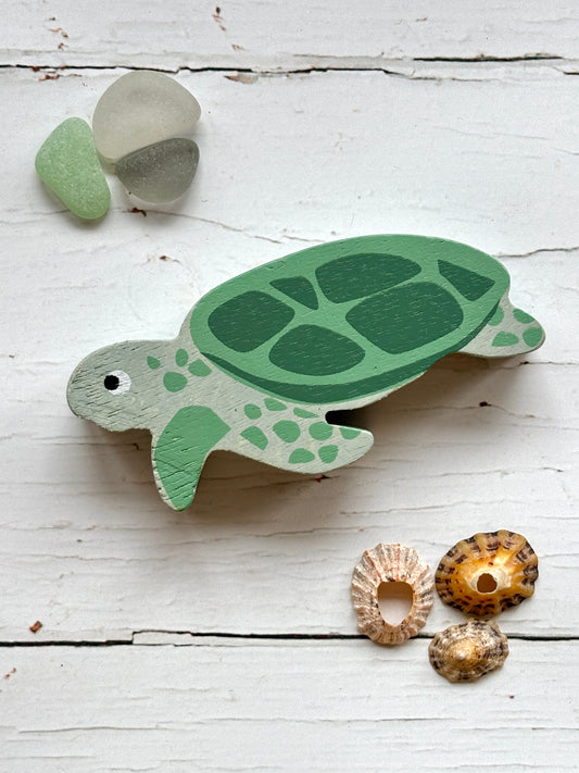 Wooden Sea Turtle Coastal Animal Toy