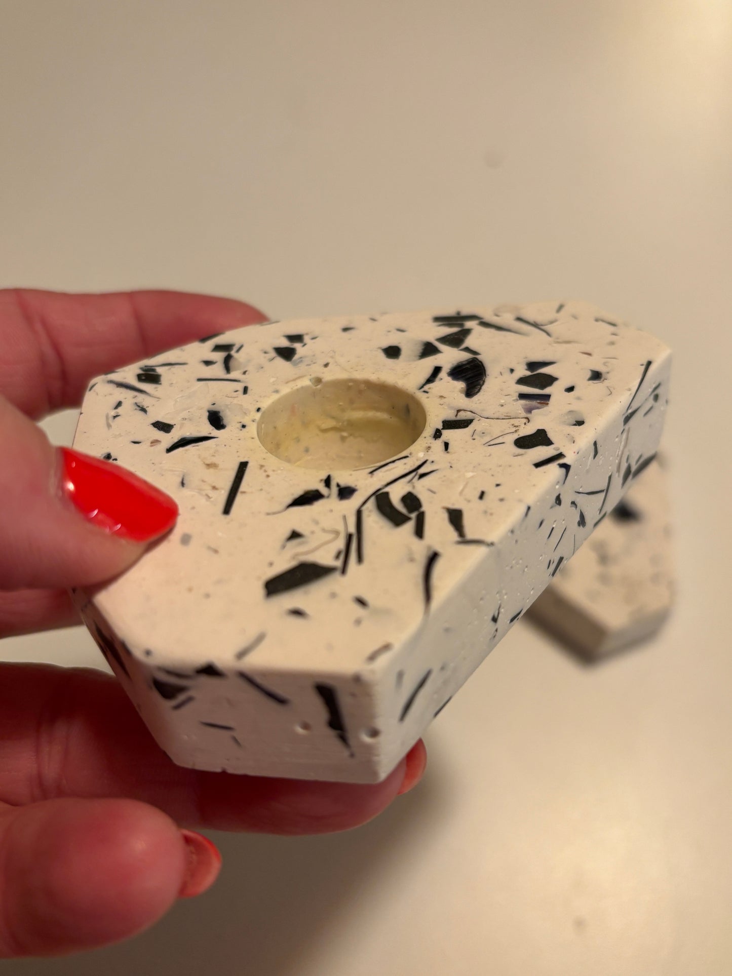 Terrazzo Recycled Shell Angular Candle Holder