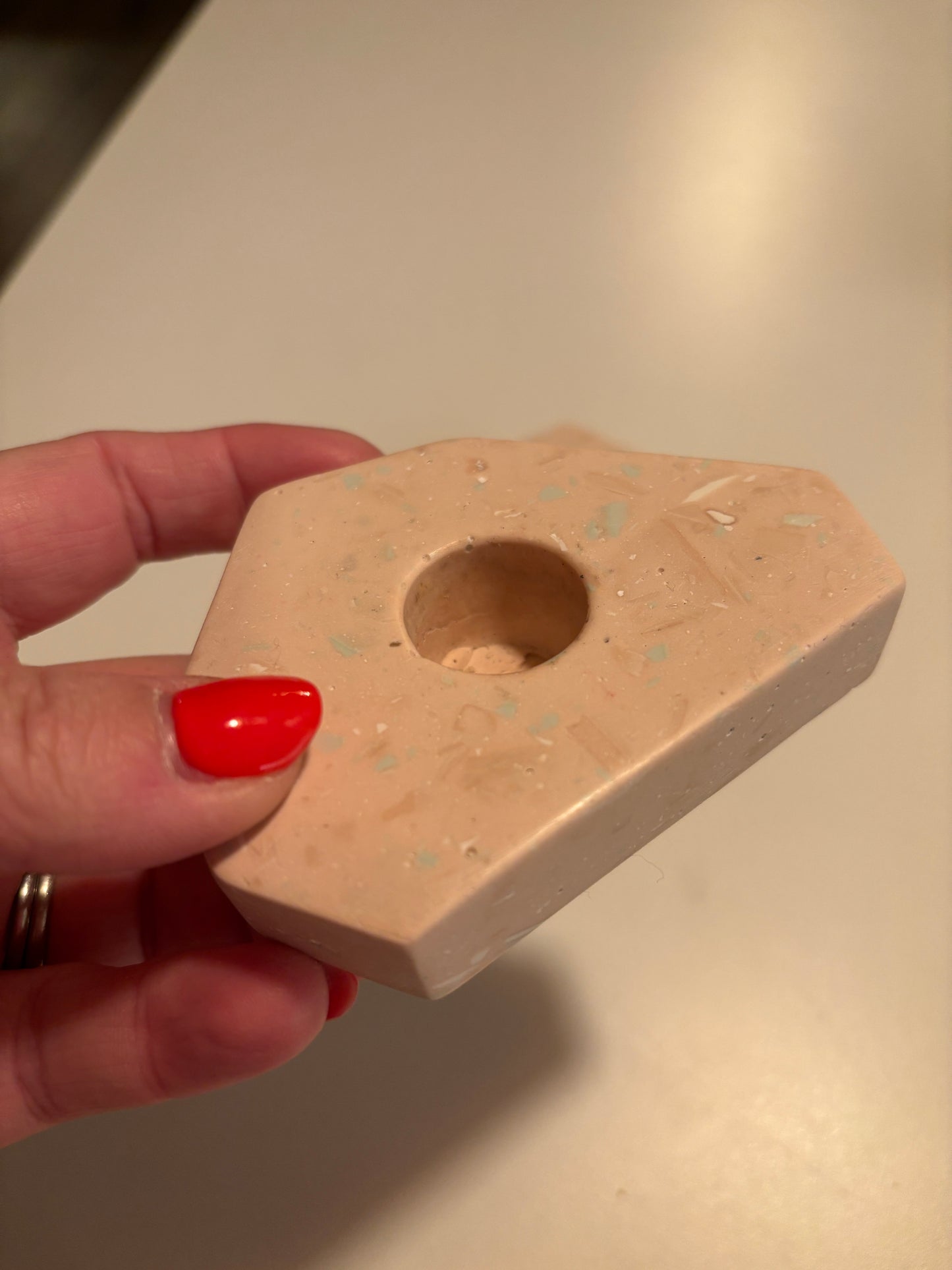 Terrazzo Recycled Shell Angular Candle Holder