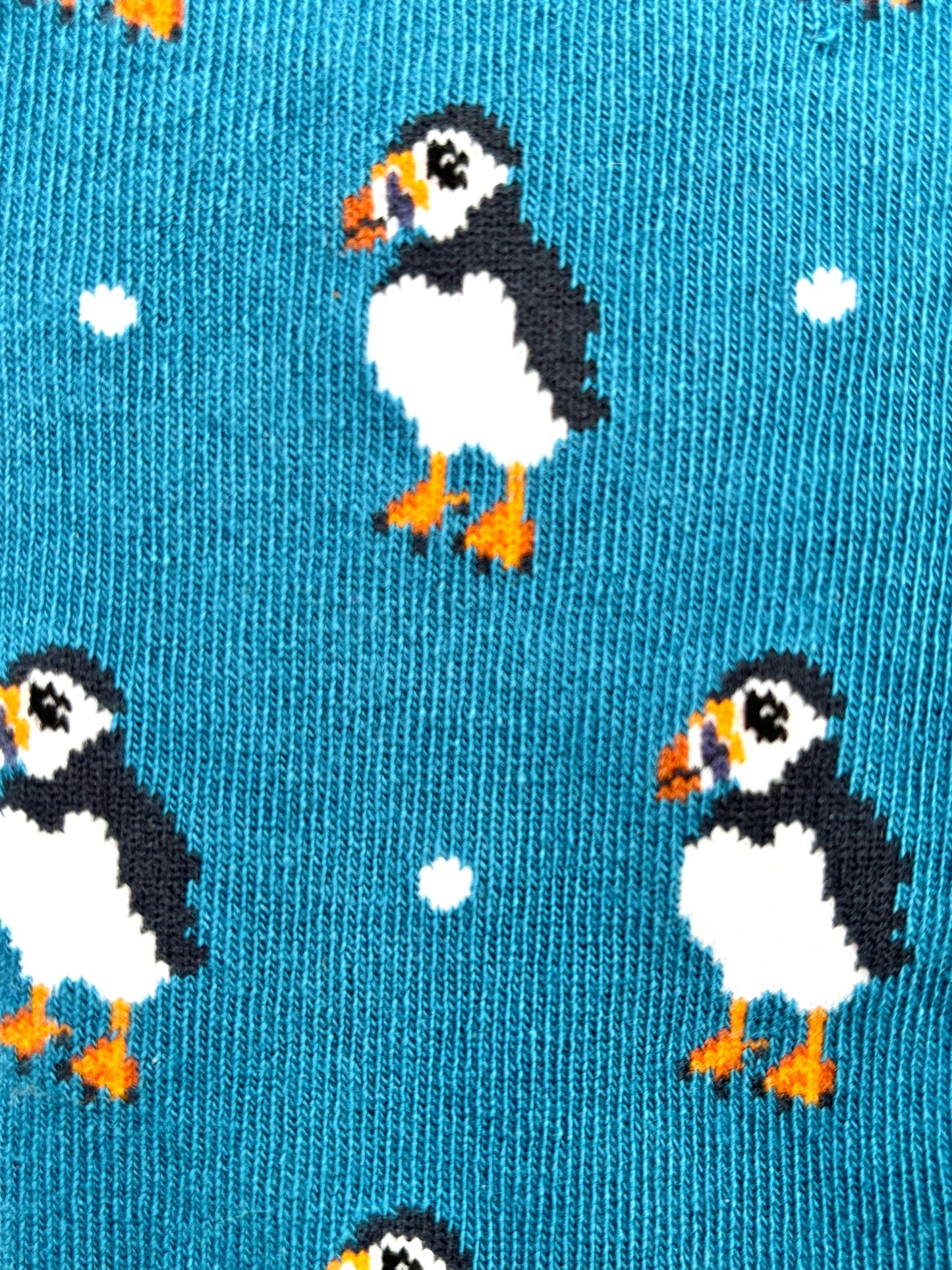 Bamboo Funky Socks: Teal with Puffins