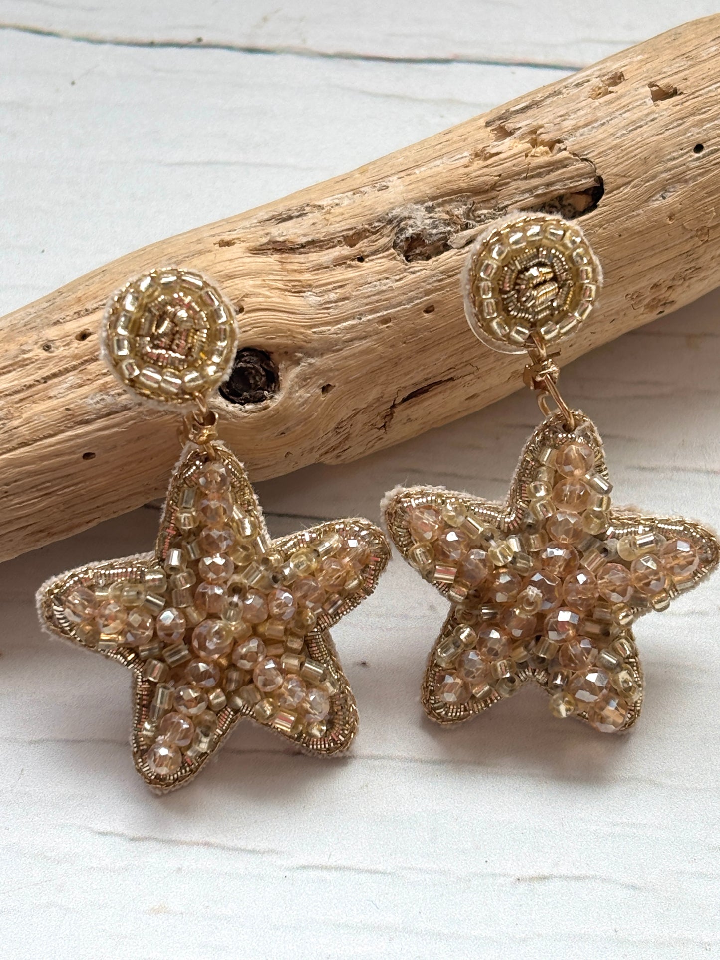 Starfish Hand Beaded Stud Earrings