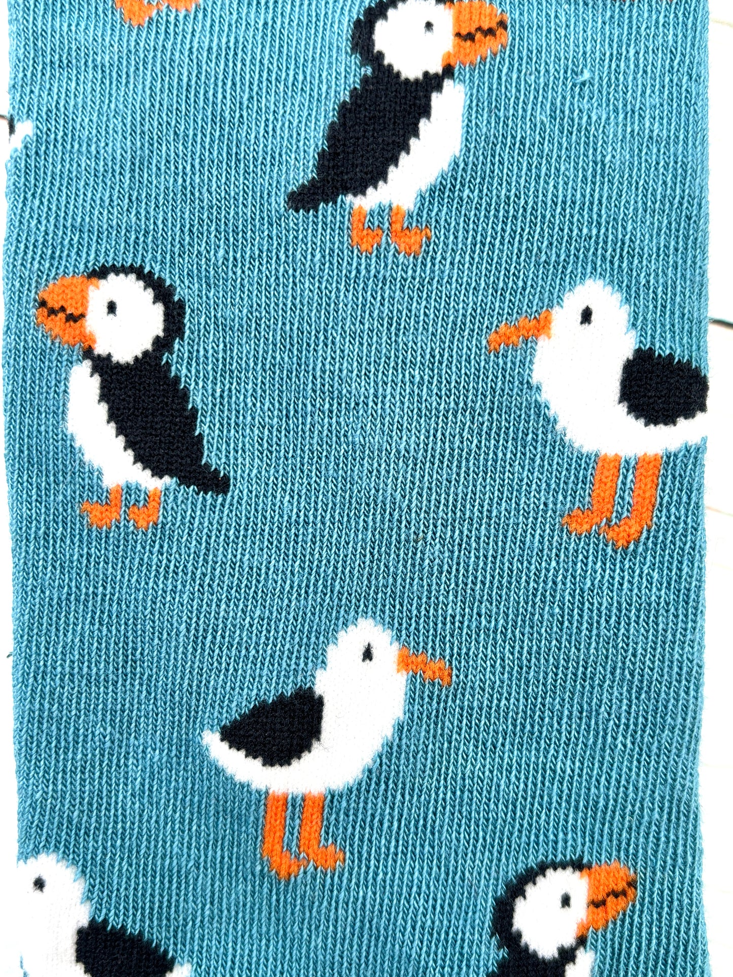 Bamboo Funky Socks: Blue with Seagulls & Puffins Size 4-7