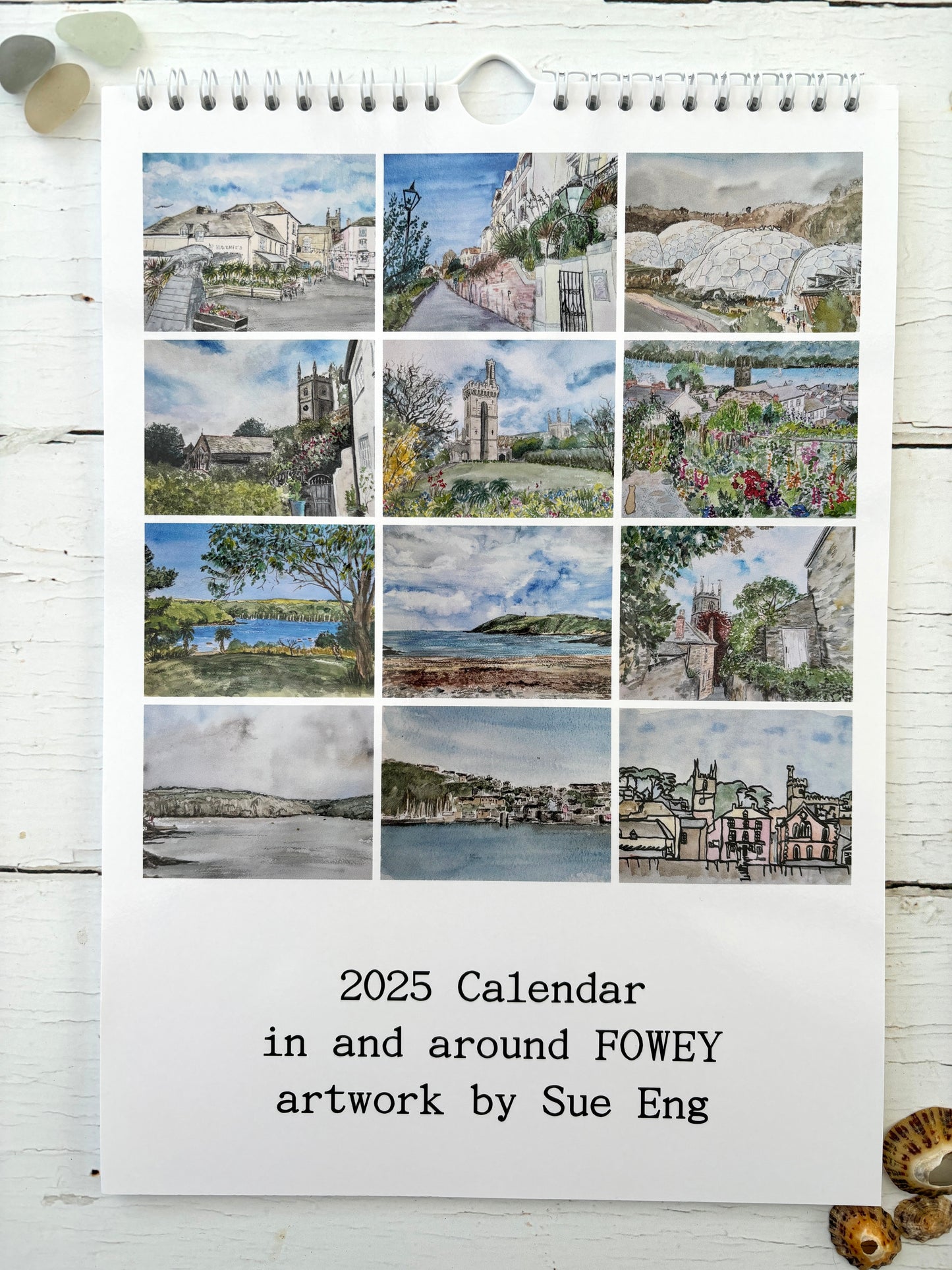 Fowey 2025 watercolour calendar