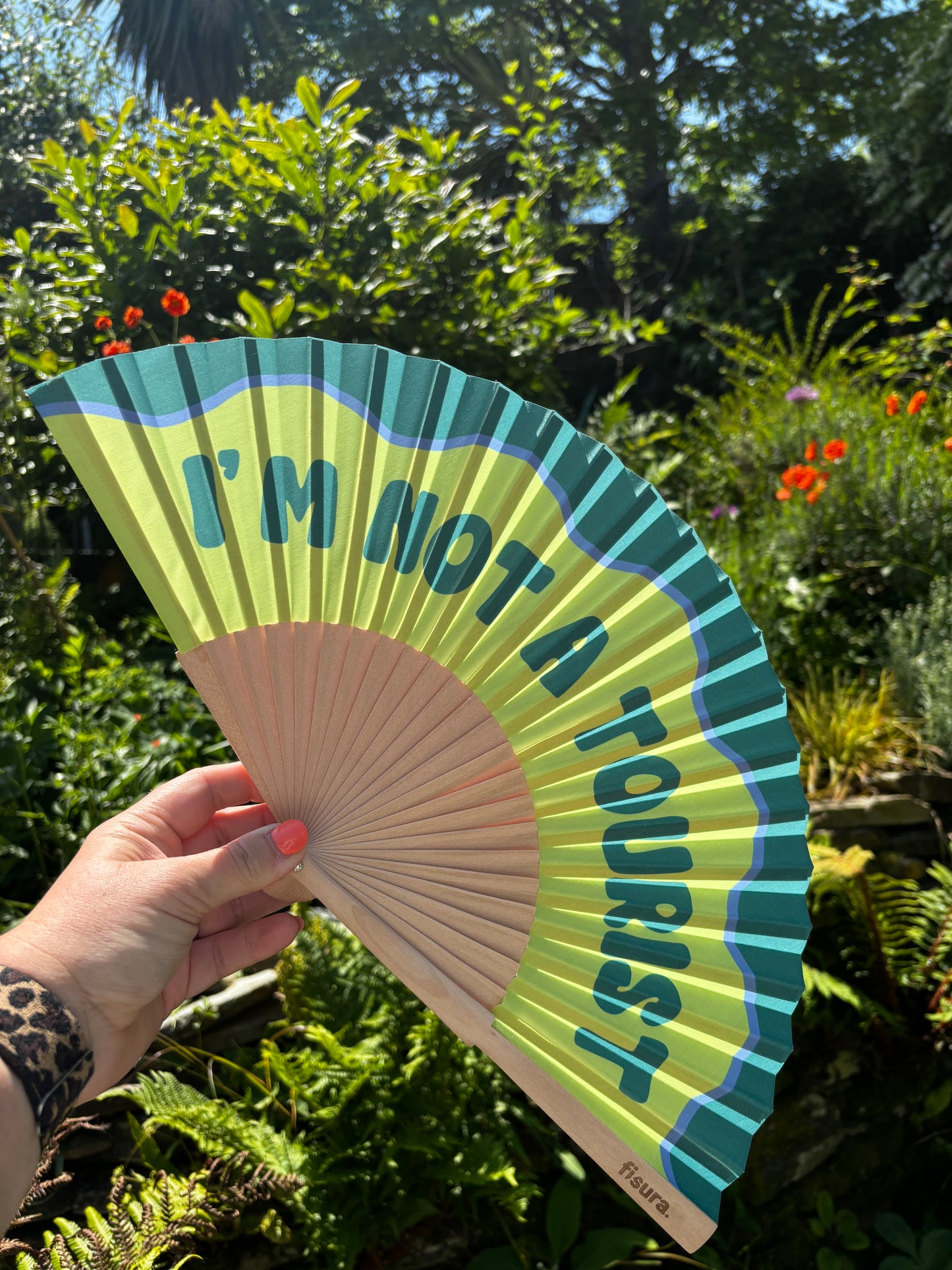 I’m Not A Tourist Folding Fabric Fan
