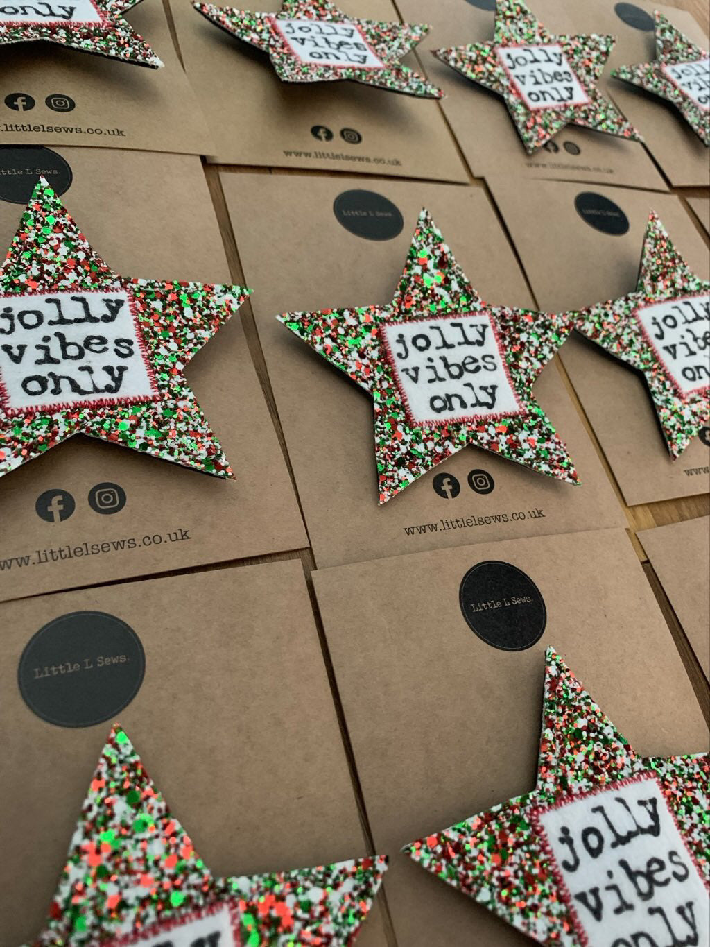 PRE-ORDER: Jolly Vibes Only Christmas Glitter Star Badge